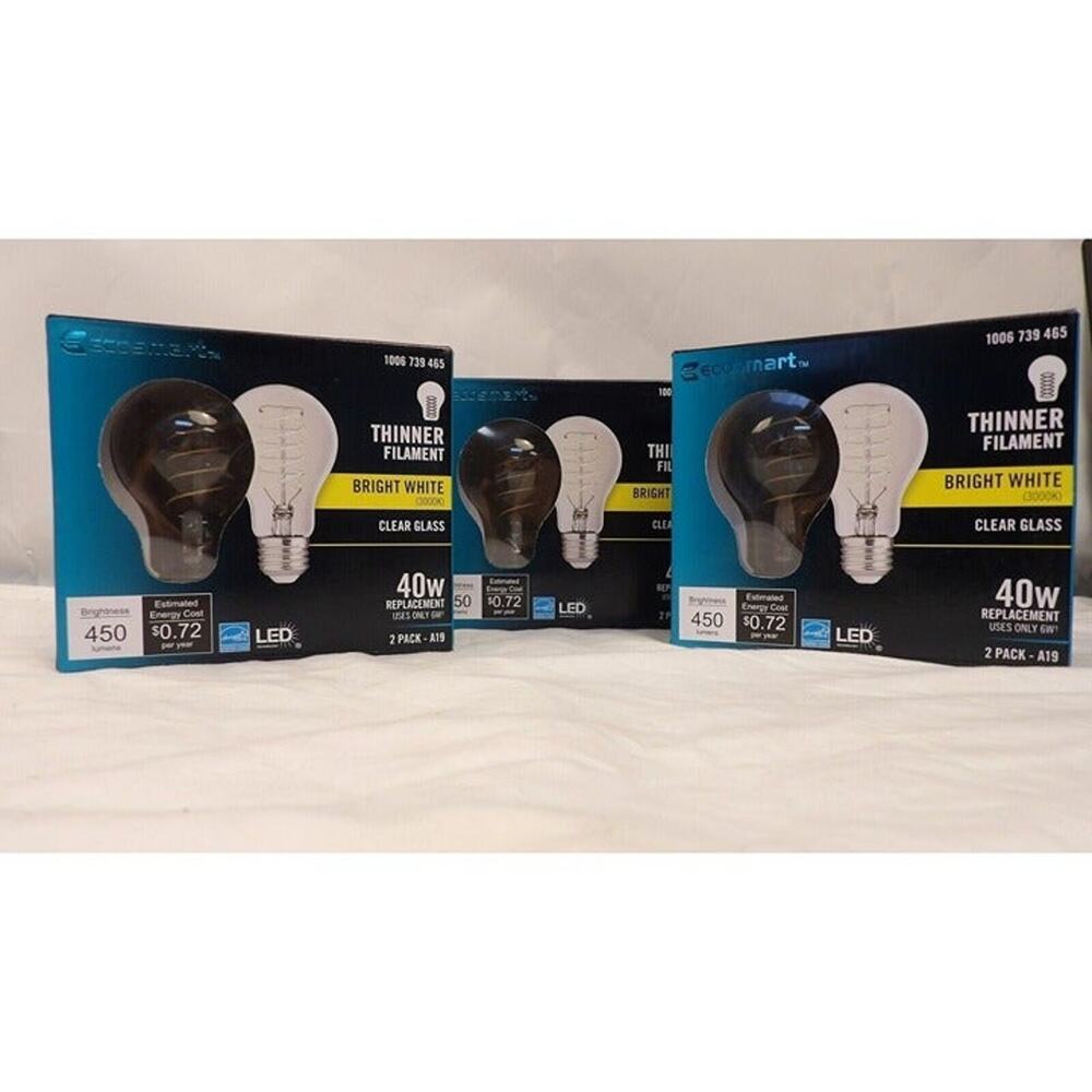 6 pack Ecosmart LED Light Bulb 40W Equivalent A19 Dimmable Energy Star, White
